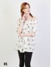 Off The Shoulder Owl Pattern Blouse W/ Ribbon Detail